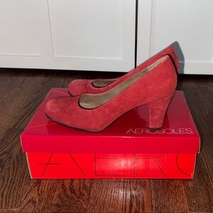 AEROSOLES Red Suede Heels Women size 8M